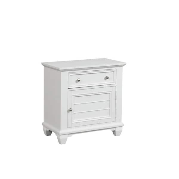 Benjara 27.99 in. White 1-Drawer Wooden Nightstand