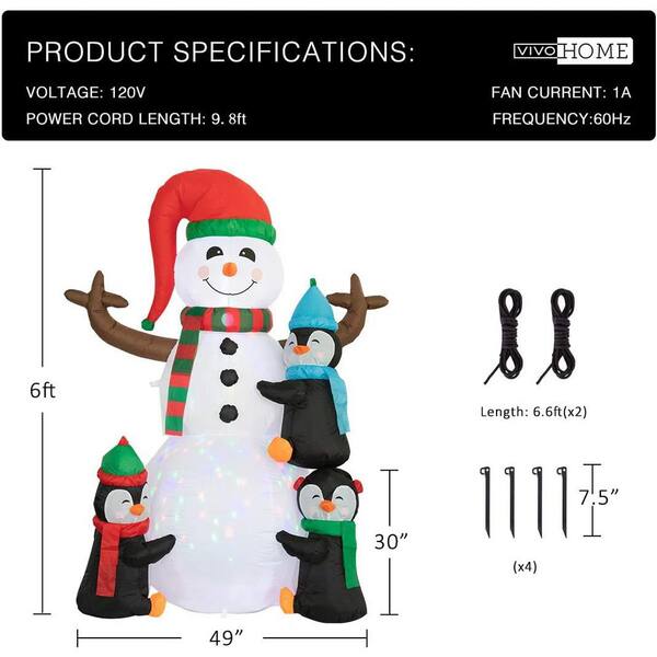Rotating Snowflake Lights 6 Ft Tall 5.7 Ft Long Santa Claus Christmas Inflatable Riding Polar Bear Outdoor Decorations Blow Up Yard Inflatable Build In Leds Lights For Outside Garden Lawn Decor C112395139