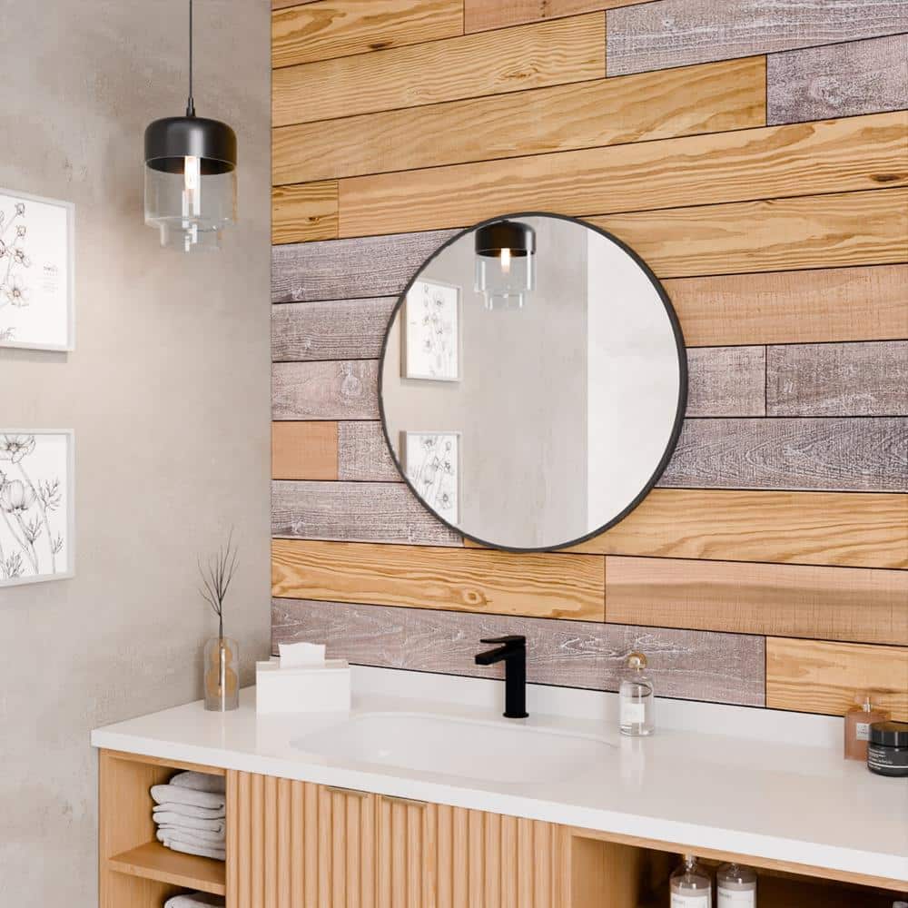 Distressed Antique Brown Poplar Wood Wall Planks, 4 ft