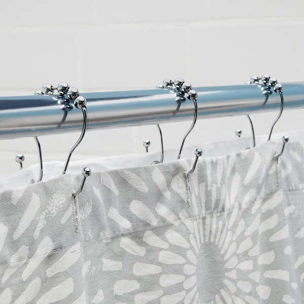 Set of 12 Aluminum Shower Curtain Rings Hooks with Roller Balls Bathroom Decor 