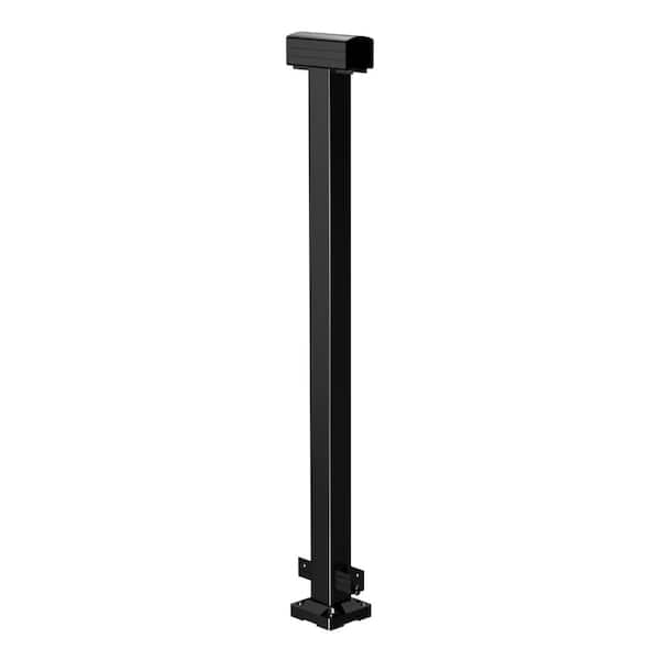 Peak Aluminum Railing 42 in. H x 4 in. W Black Aluminum Deck Railing Mid Post