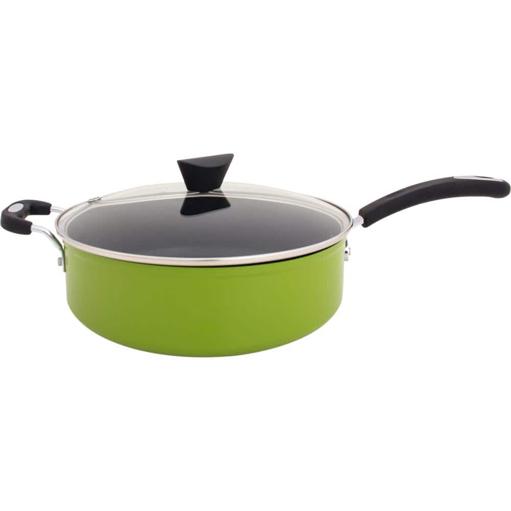Green Aluminum Non-Stick Sauce Pan with Lid, 12"