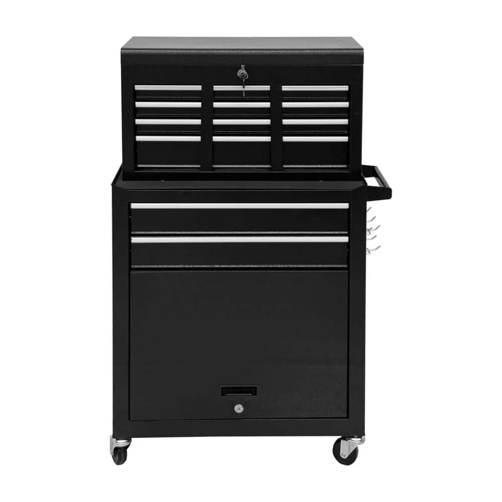 8‑Drawer Metal Rolling Tool Chest Storage Cabinet with Drawer Liners, Lockable Wheels & Side Hooks