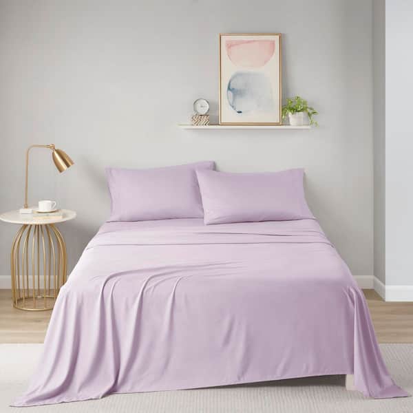 Intelligent Design Microfiber 4-Piece Lavender Polyester Full All Season Soft Touch Sheet Set