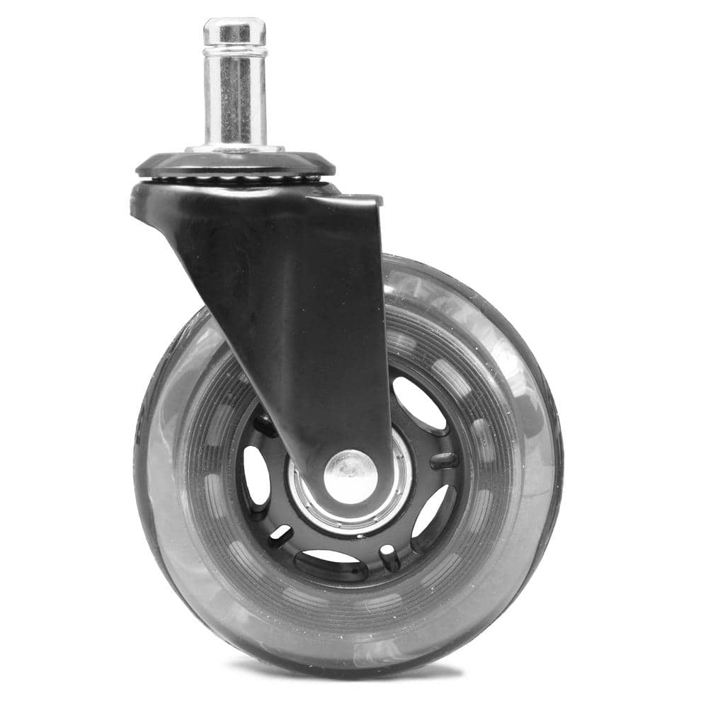 Black Polyurethane 3-Inch Office Chair Swivel Caster Wheels, 5-Pack