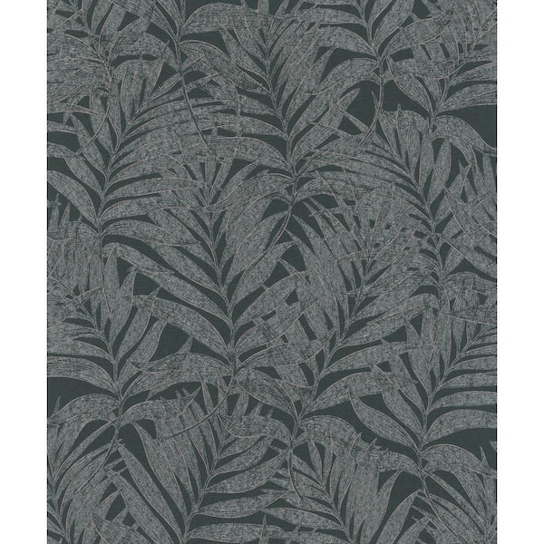 Unbranded Hotel Collection Black Botanical Palm Leaf Glitter Finish Non-Pasted Non-Woven Wallpaper Sample