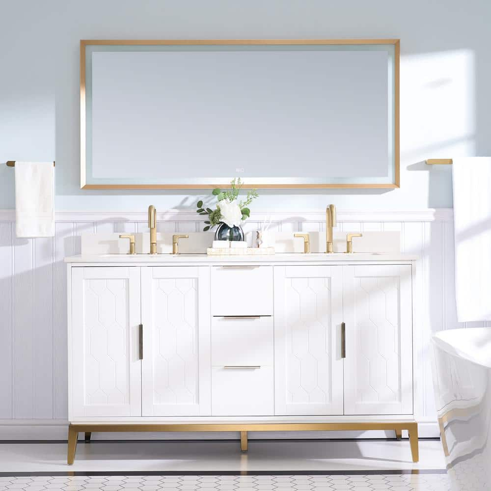 Ove Decors Cruz 60 in. Double Sink Bathroom Vanity in Pure White