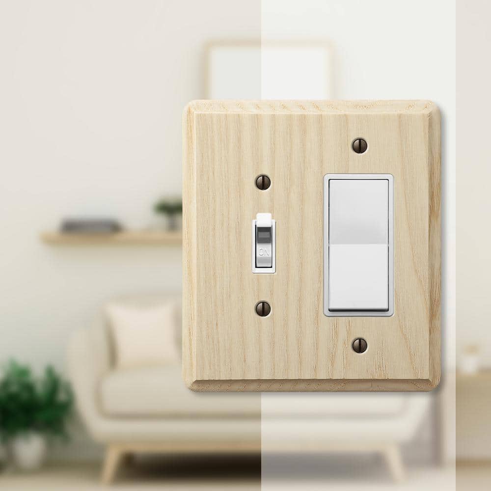 Amerelle Unfinished Ash Wood 2-Gang Rocker/Toggle Wall Plate