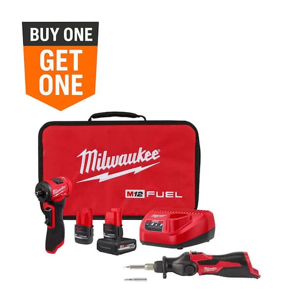 M12 FUEL 12V Lithium-Ion Brushless Cordless 1/4 in. Right Angle Die Grinder with M12 Cordless Soldering Iron