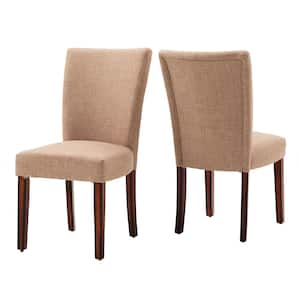 Light Brown Linen Parsons Dining Chairs (Set of 2)