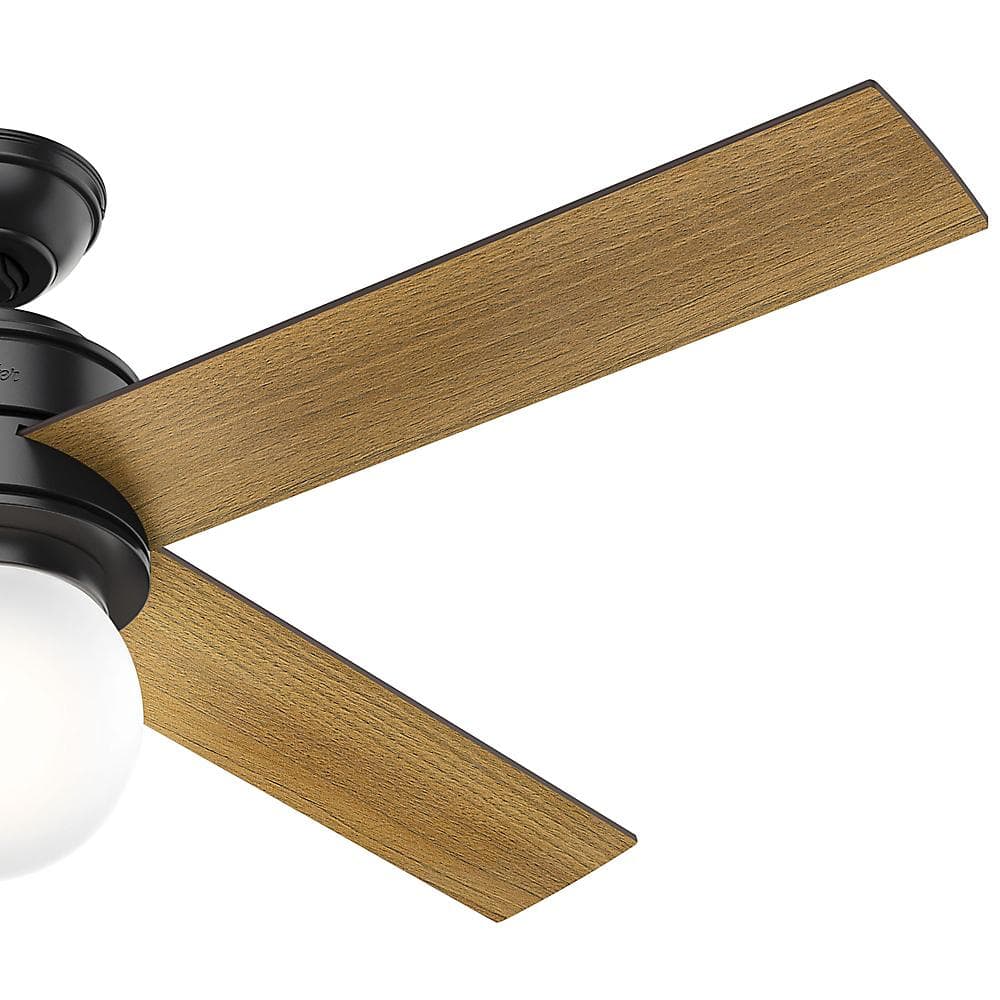 52" Matte Black Ceiling Fan with Globe Light and Wall Control