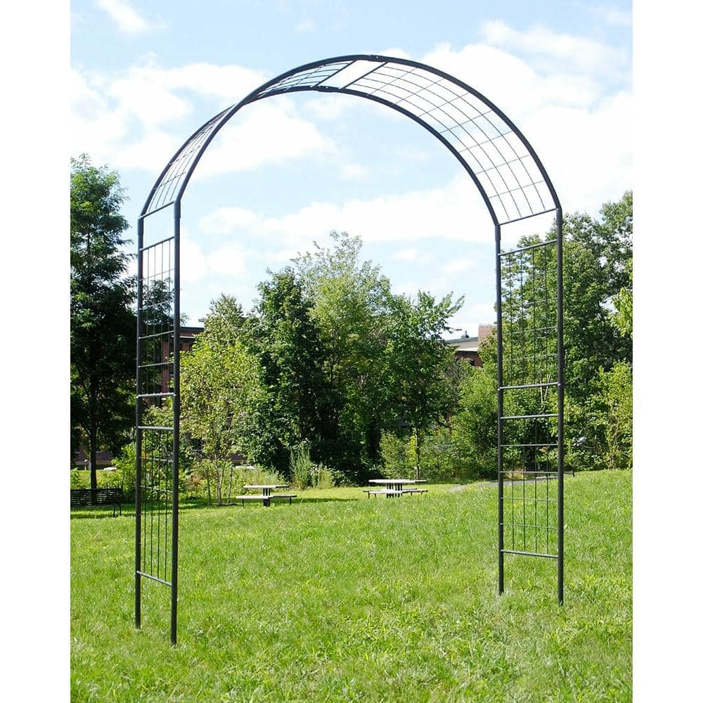 Graphite Powder Coated Tall Metal Garden Arbor
