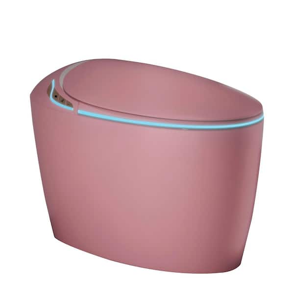 SANFANGIE BW Elongated Smart Bidet Toilet 1.28 GPF in Pink with Auto Open/Close Seat, Foot Sensor, LED Display