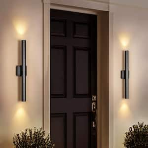 Ori 23.6 in. Modern Black Integrated LED Outdoor Wall Cylinder Light Sconce