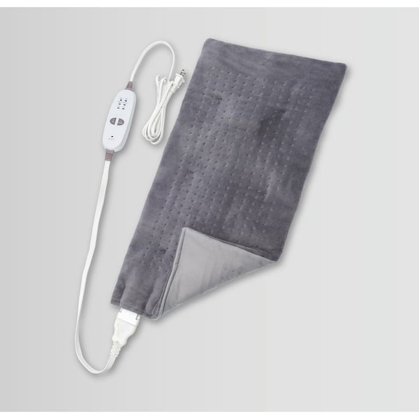CALMING HEAT 13.78 in. W x 25.59 in. D Weighted Massaging Heating Pad Ultra DLX Gray