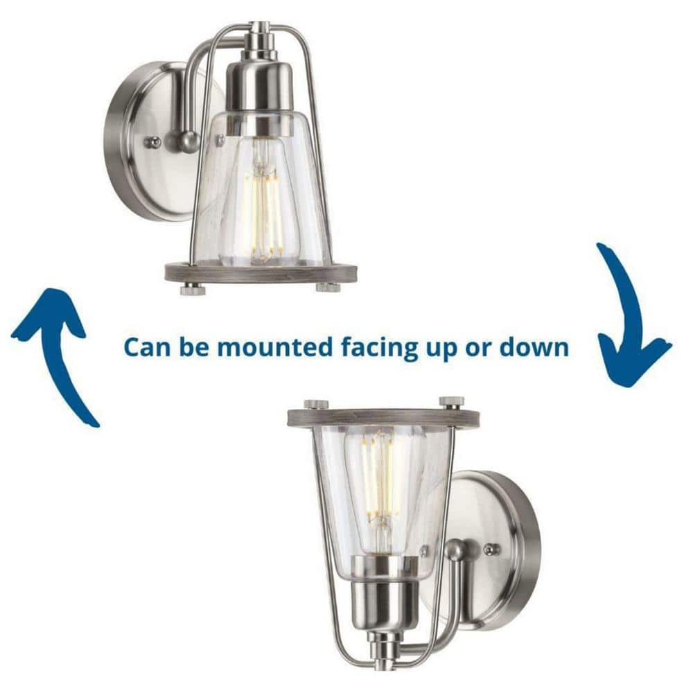 Conway Brushed Nickel 1-Light Farmhouse Bath Vanity Light
