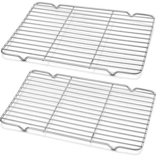 Set of 2 Heavy Duty Stainless Steel Cooling and Baking Racks, 10 x 15 in. Oven and Dishwasher Safe