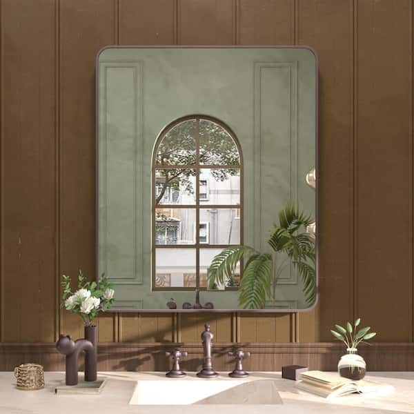 Hermitage Bath Gleamy 30 in. W x 36 in. H Rectangular Framed Wall Bathroom Vanity Mirror in Oil Rubbed Bronze