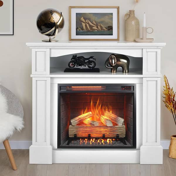 White Electric Amberglo Electric Fireplace GRADE A2 White Wall