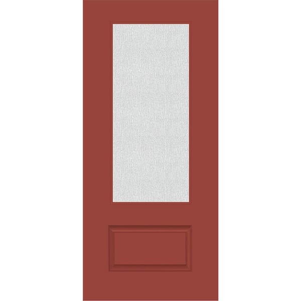 Steves & Sons Legacy 36 in. x 80 in. Universal Handing 3/4 Lite Rain Glass Morocco Red Finish Fiberglass Front Door Slab