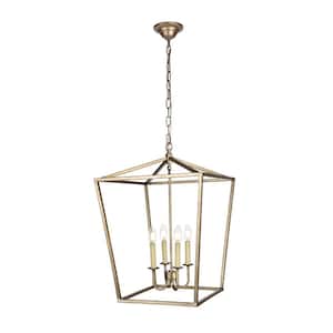 Timeless Home Mason 17 in. W x 24.25 in. H 4-Light Vintage Silver Pendant