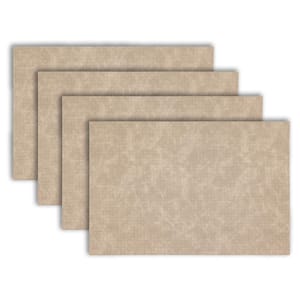 Sorrento 18 in" x 12 in" Quick Sand Cross Weave Reversible Vegan Leather Wipe Clean Placemat Set of 4