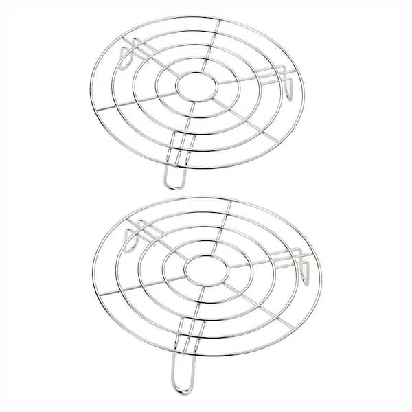 Stainless Steel Silver Cooling Rack Set 2-Pack for Baking Steaming Grilling Air Fryer Pressure Cooker