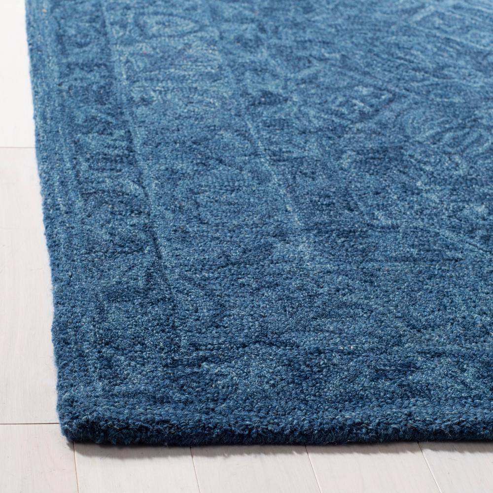 Hand-Tufted Navy Blue Wool 7' Square Area Rug
