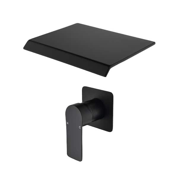 Single-Handle Rectangular Wall Mounted Bathroom Faucet or Bathtub in Black