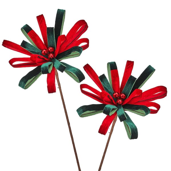 23 in. Artificial Sugar and Spice Poinsettia Stem