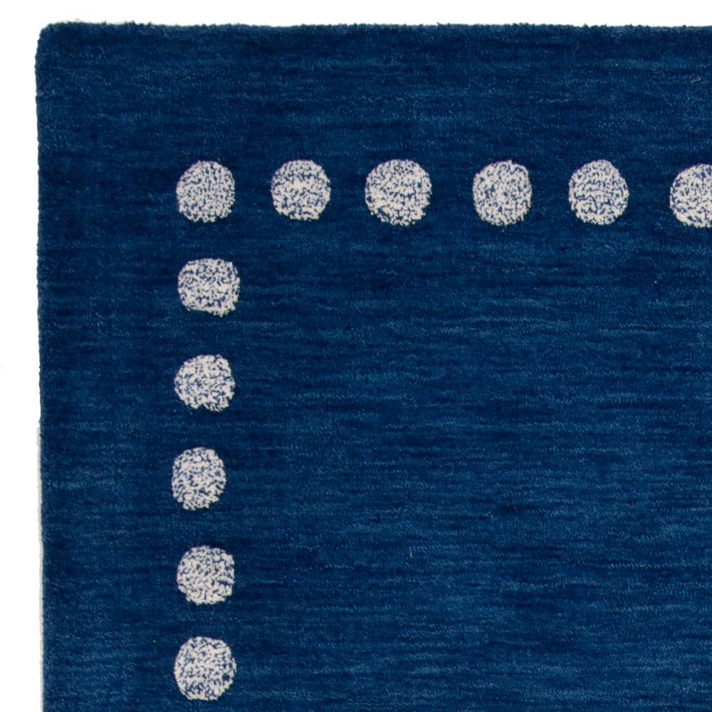Playful Navy Hand-Tufted Wool Kids Rug 5' x 8'