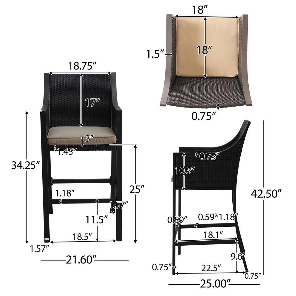 Riga Tan Cushioned Iron and Aluminum Bar Stools, Set of 2