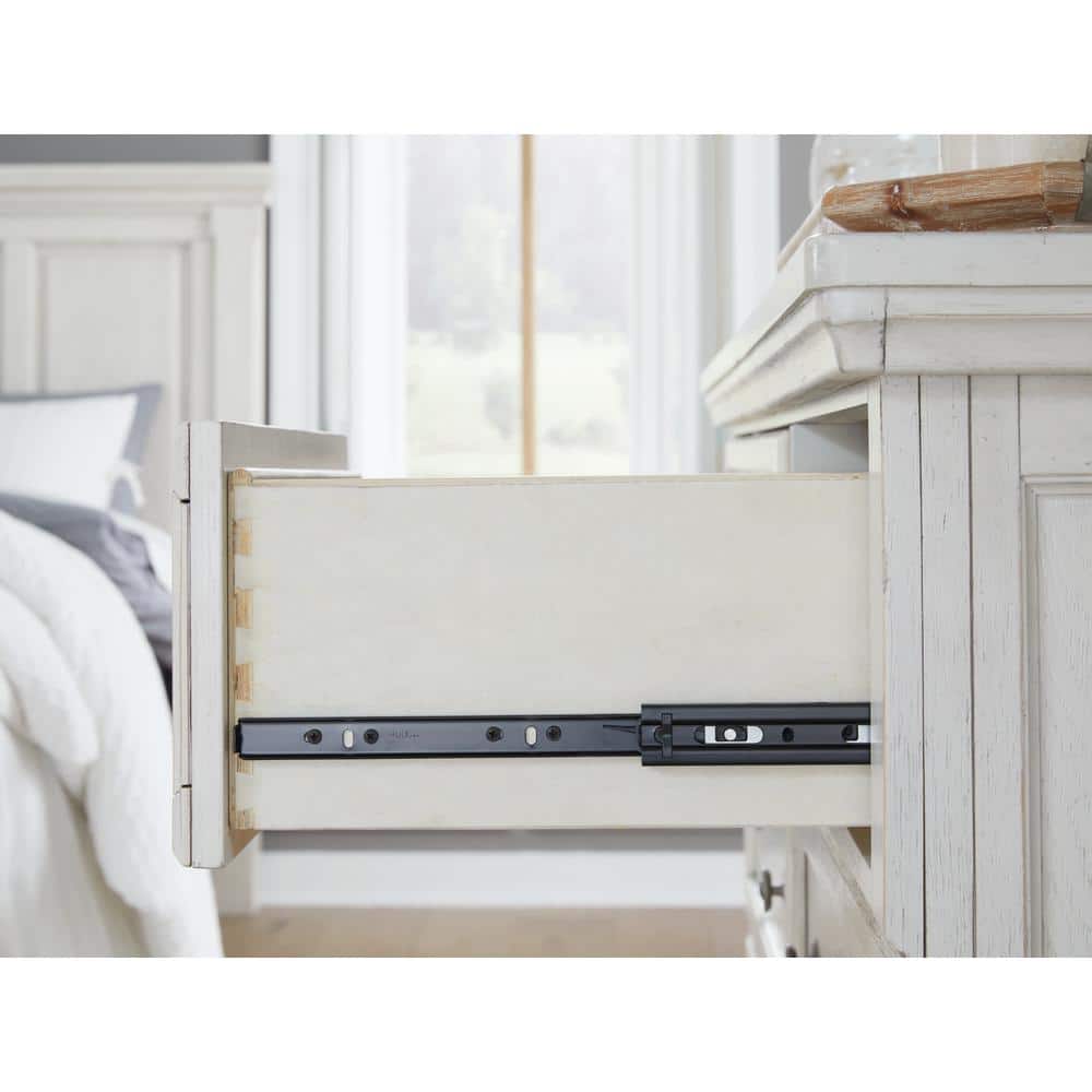 Elegant Antiqued White 2-Drawer Nightstand with Bronze-Tone Hardware