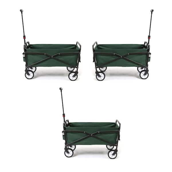 SEINA 150 lbs. Capacity Heavy-Duty Compact Outdoor Utility Cart in Green (3-Pack)