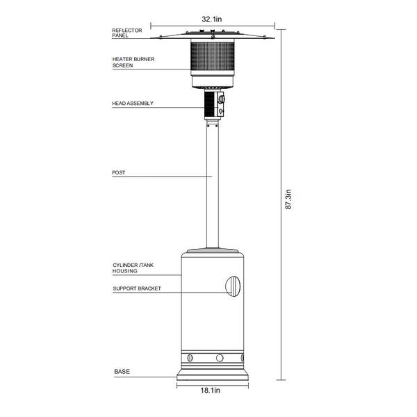 Wildaven 48,000 BTU Brown Stainless Steel Flamed Gas Patio Heater With  Wheels CZGBKN220616001 - The Home Depot