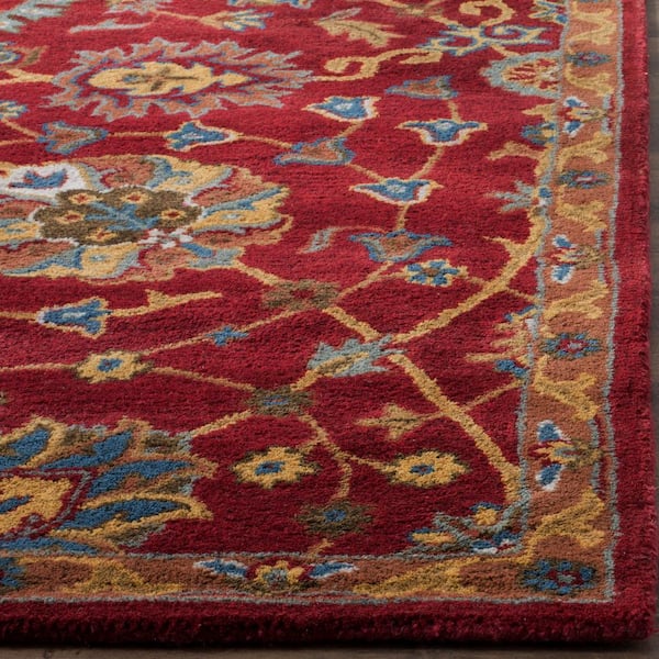 Heritage 10 ft. x 14 ft. Red Border Floral Area Rug