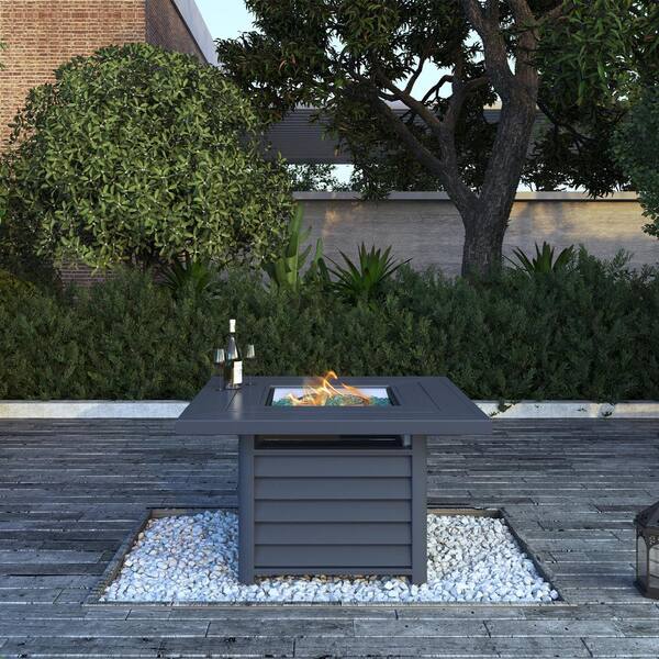 Long 24" Tabletop Propane Gas Steel Fire Bowl 12000 BTU Outdoor Patio Fireplace 
