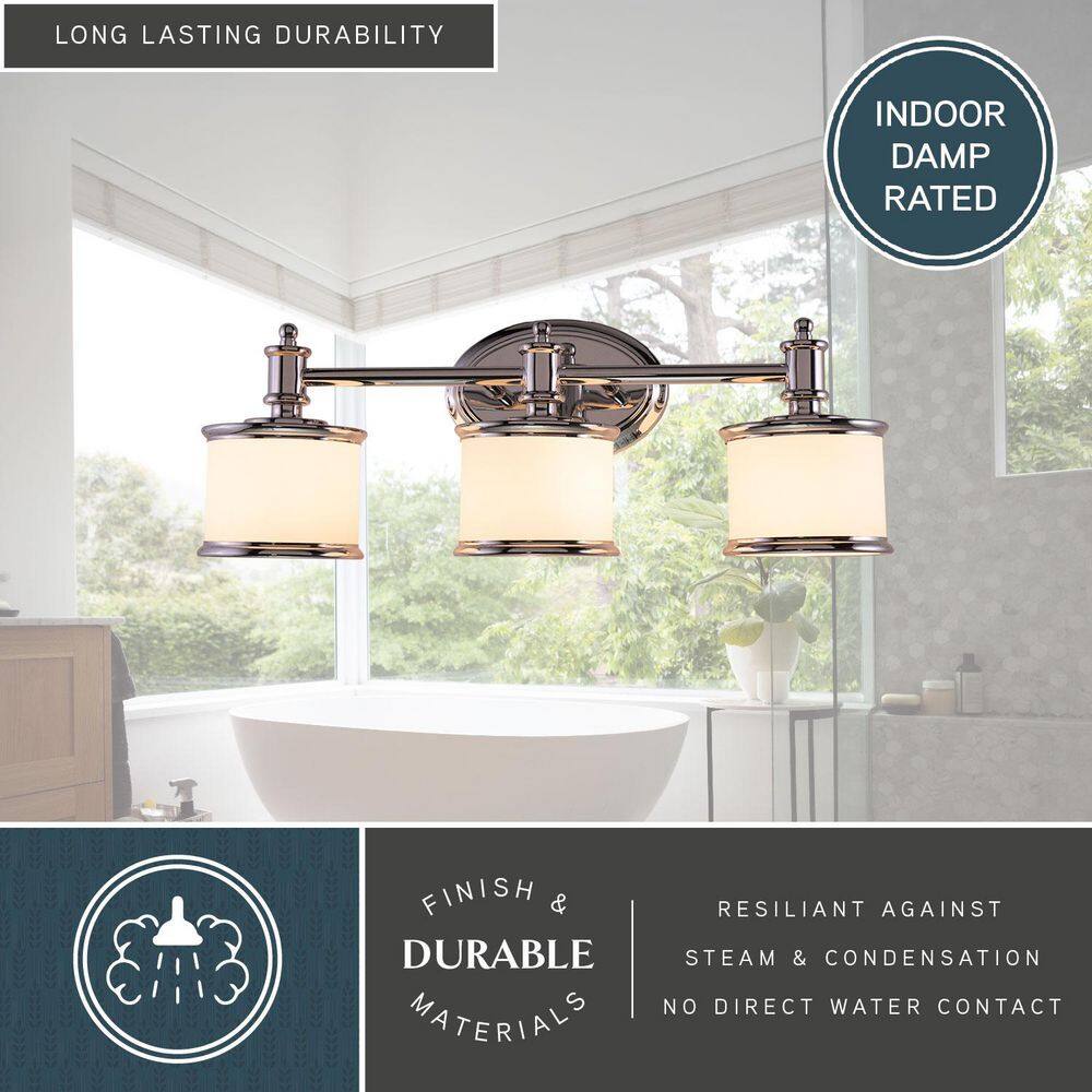 Carlisle Chrome 3-Light Dimmable Vanity Fixture