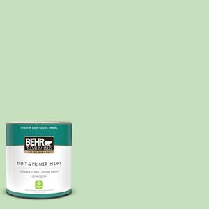 Behr Premium Plus 1 Qt 440c 3 Rockwood Jade Semi Gloss Enamel Low Odor Interior Paint And Primer In One 305004 The Home Depot