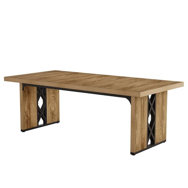 BYBLIGHT Moronia 71 in. Large Modern Brown Rectangular Computer Desk with Sturdy Legs, Wood Office Executive Desk for Home Office