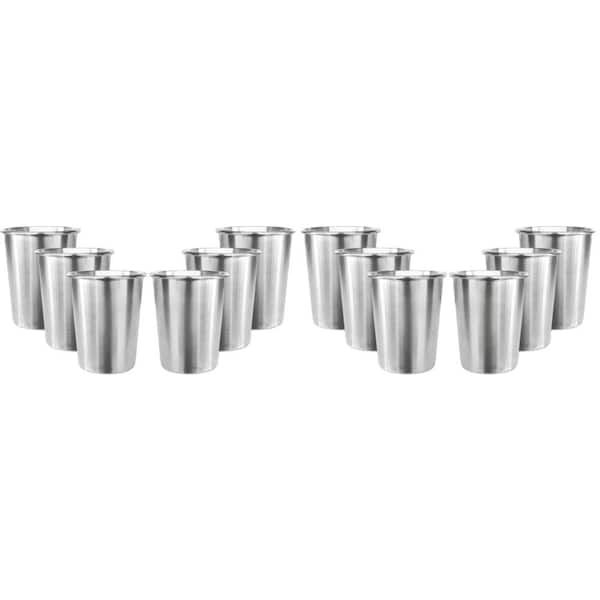 8 oz. Silver Stainless Steel Kids Drinking Cups Water Bottle (Set of 12)