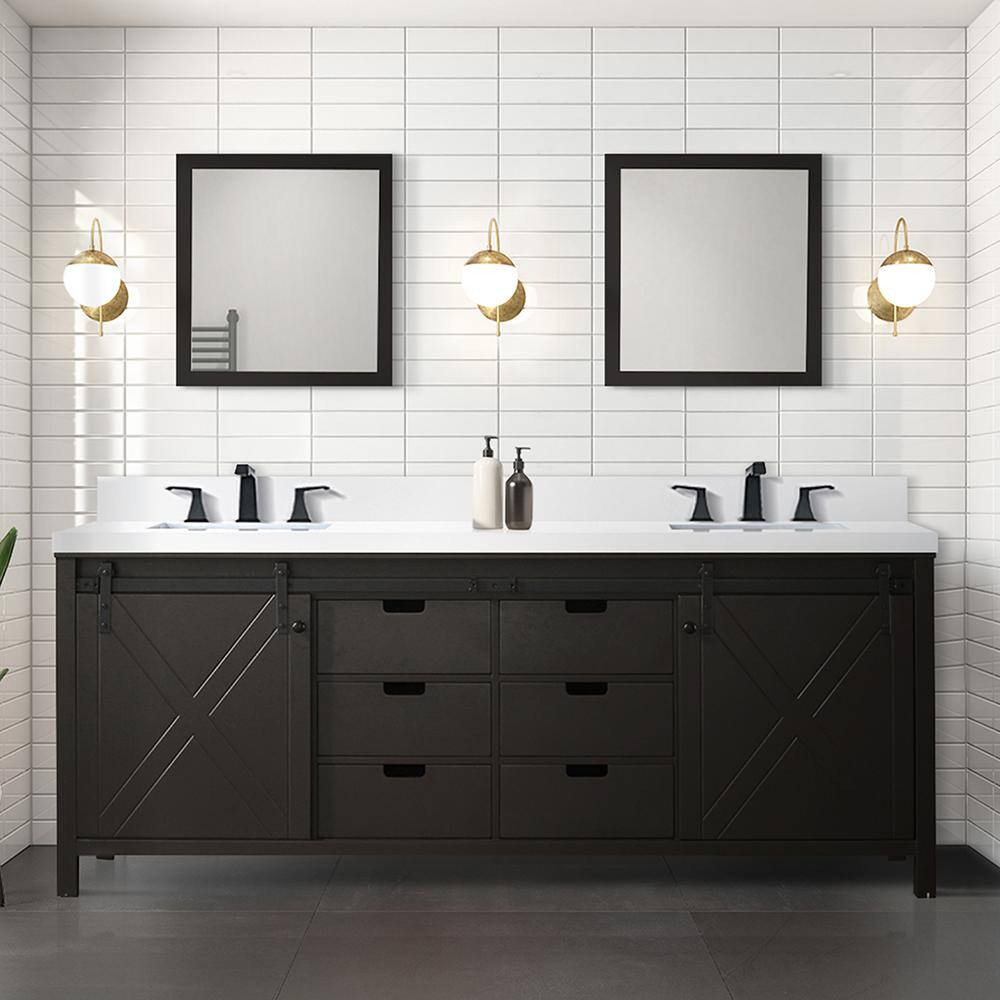 Marsyas 84" Brown Freestanding Vanity Cabinet with Barn Doors