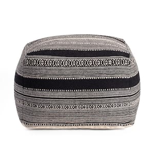 Wydown 22 in. x 22 in. x 16 in. Black and Ivory Pouf