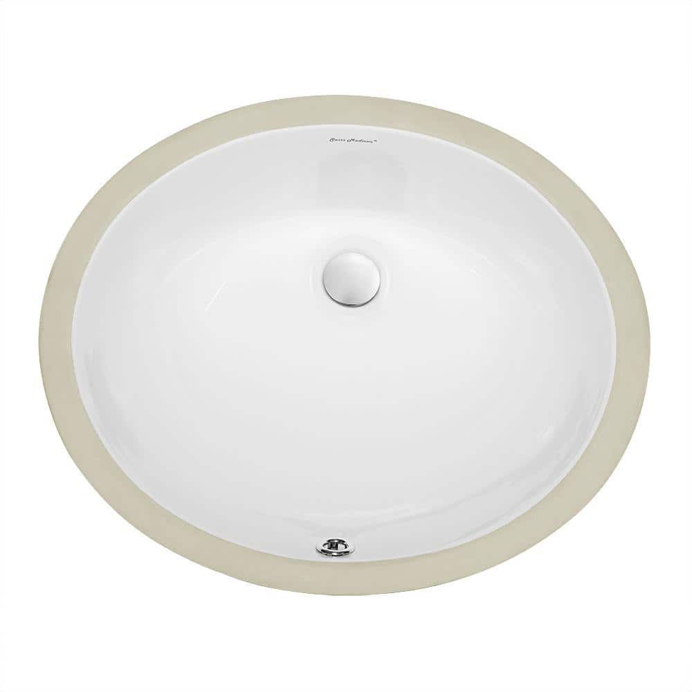 Monaco 18-Inch White Ceramic Oval Undermount Bathroom Sink