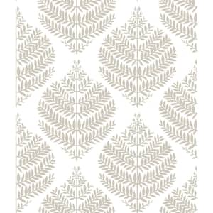 Hygge Fern Damask Taupe and White Peel and Stick Wallpaper (Covers 28.18 sq. ft.)