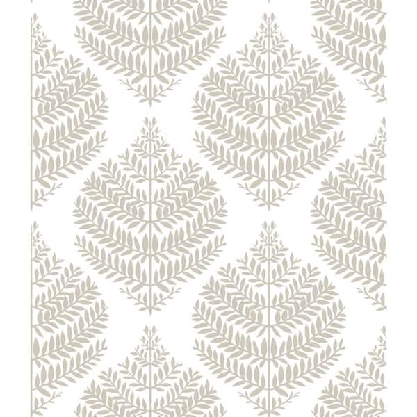 Hygge Fern Damask Taupe and White Peel and Stick Wallpaper (Covers 28.18 sq. ft.)