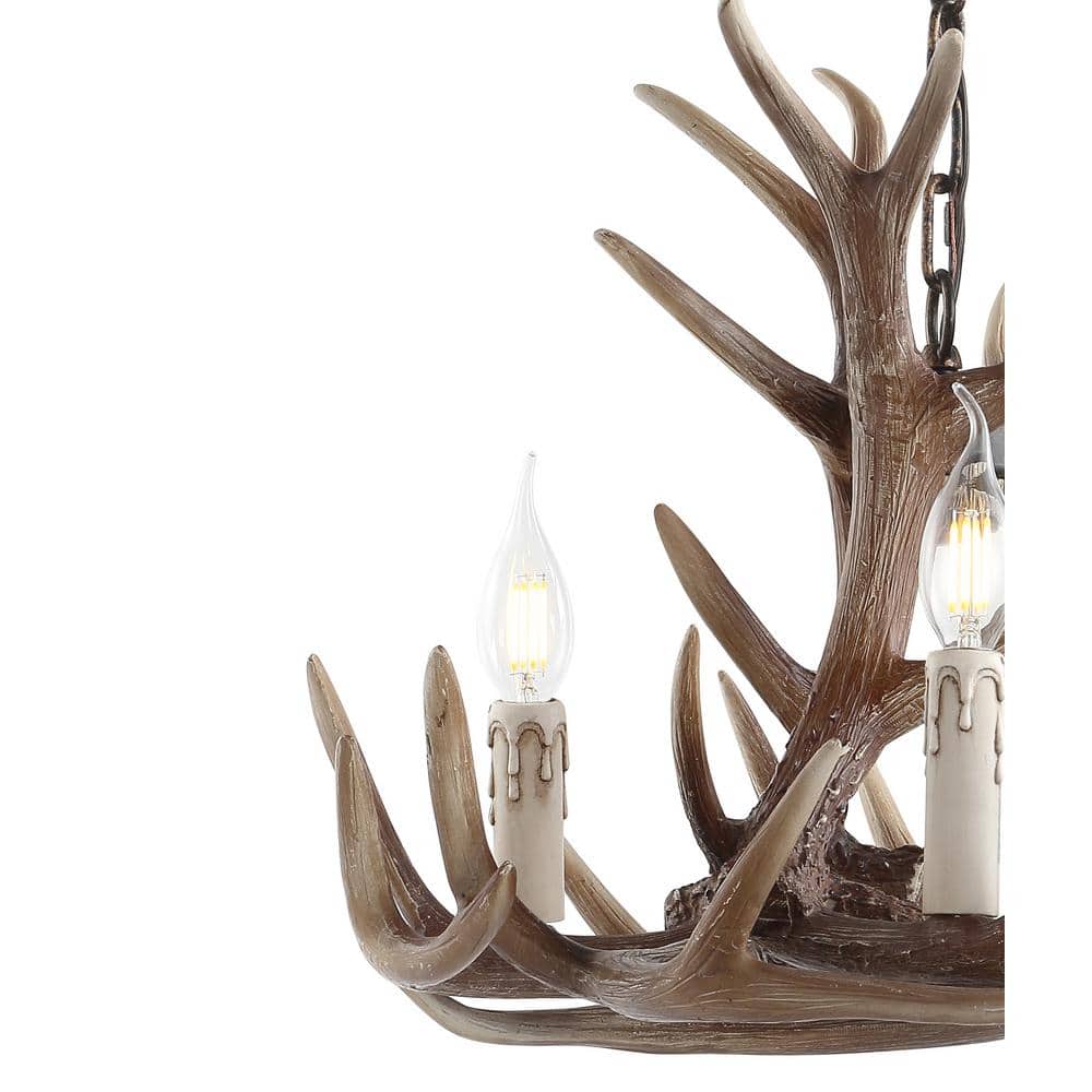 Eldora 18" Brown Resin Antler 3-Light Chandelier