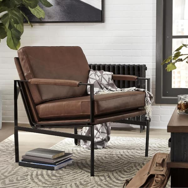 Puckman Brown Leather Match Arm Chair