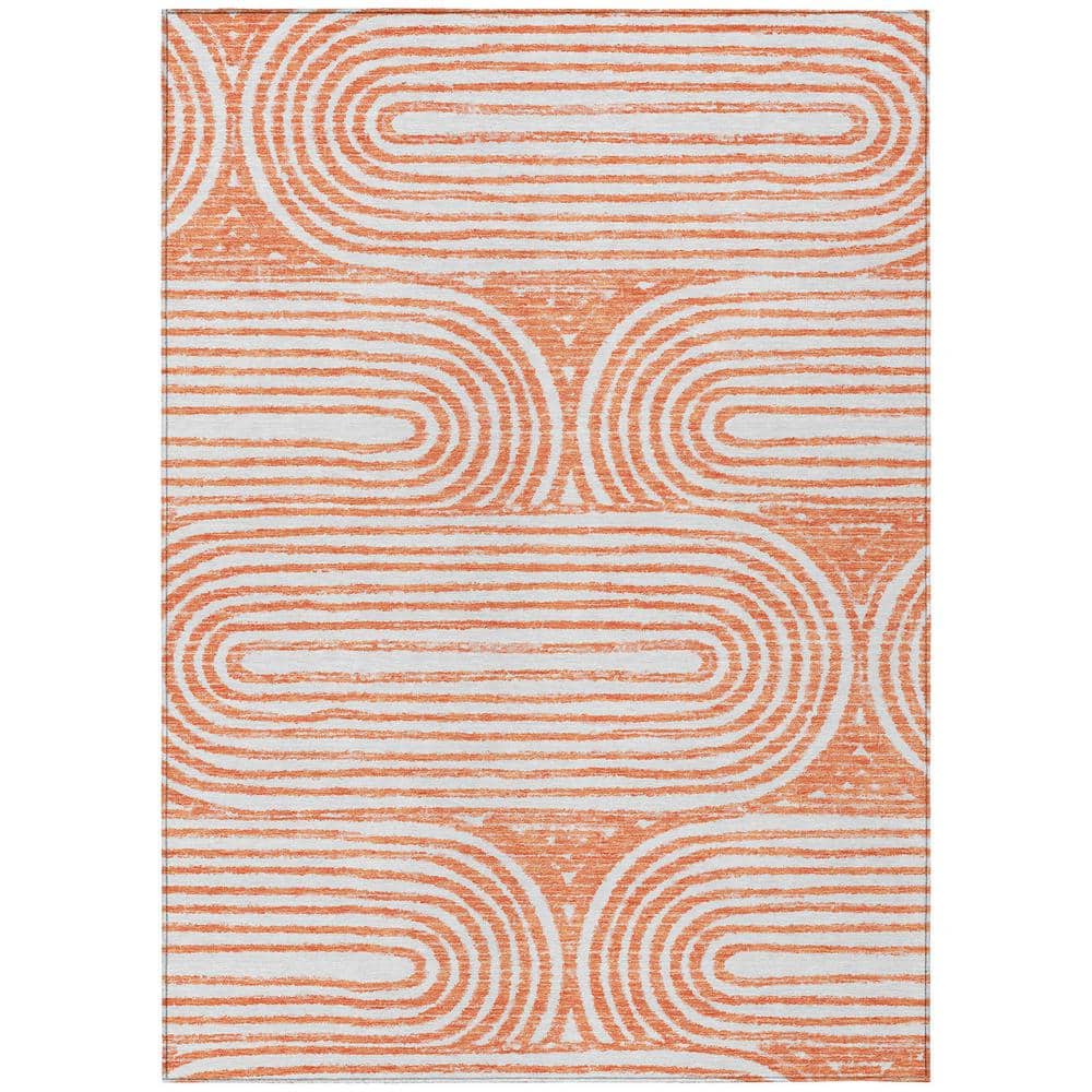 Salmon Abstract 5' x 7' Synthetic Flat Woven Rug