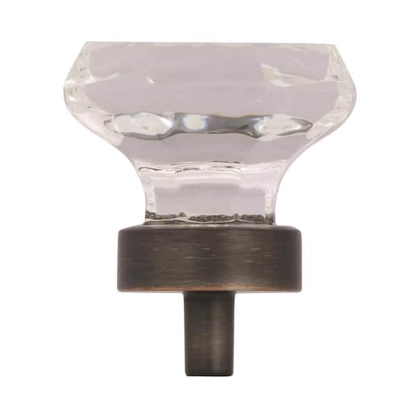 Traditional Classics 1-5/16 in. (33mm) Traditional Clear/Oil-Rubbed Bronze Geometric Cabinet Knob